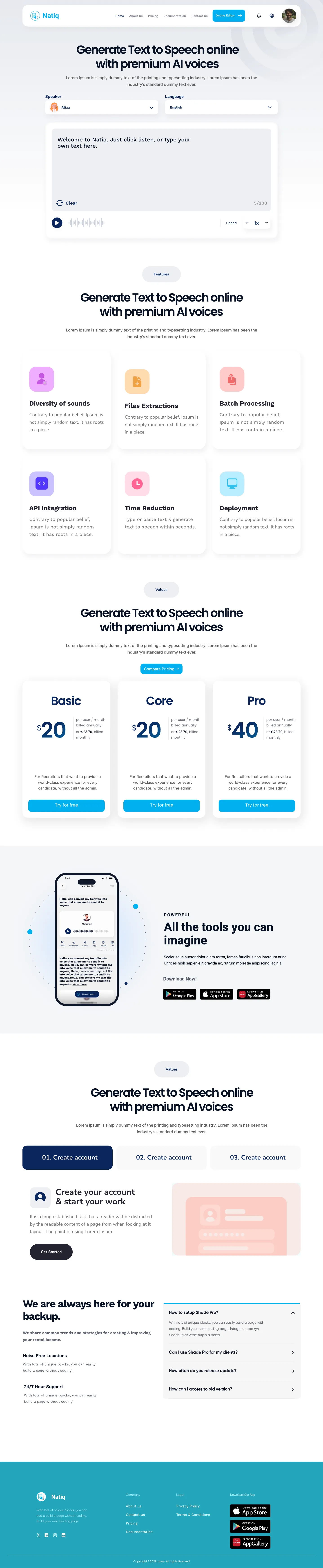 Natiq AI landing page